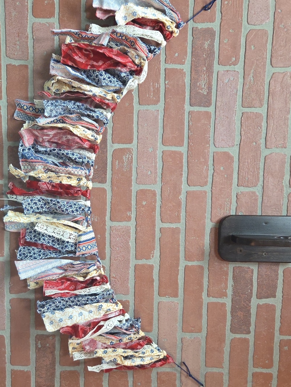 Handmade Boho Chic  Garland - Red/Blue/  Cream/Lace Approx 60"